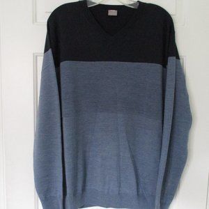 PING sensor warm Mens L/S Blue Merino Wool Golf V-Neck Sweater NWOT - Medium